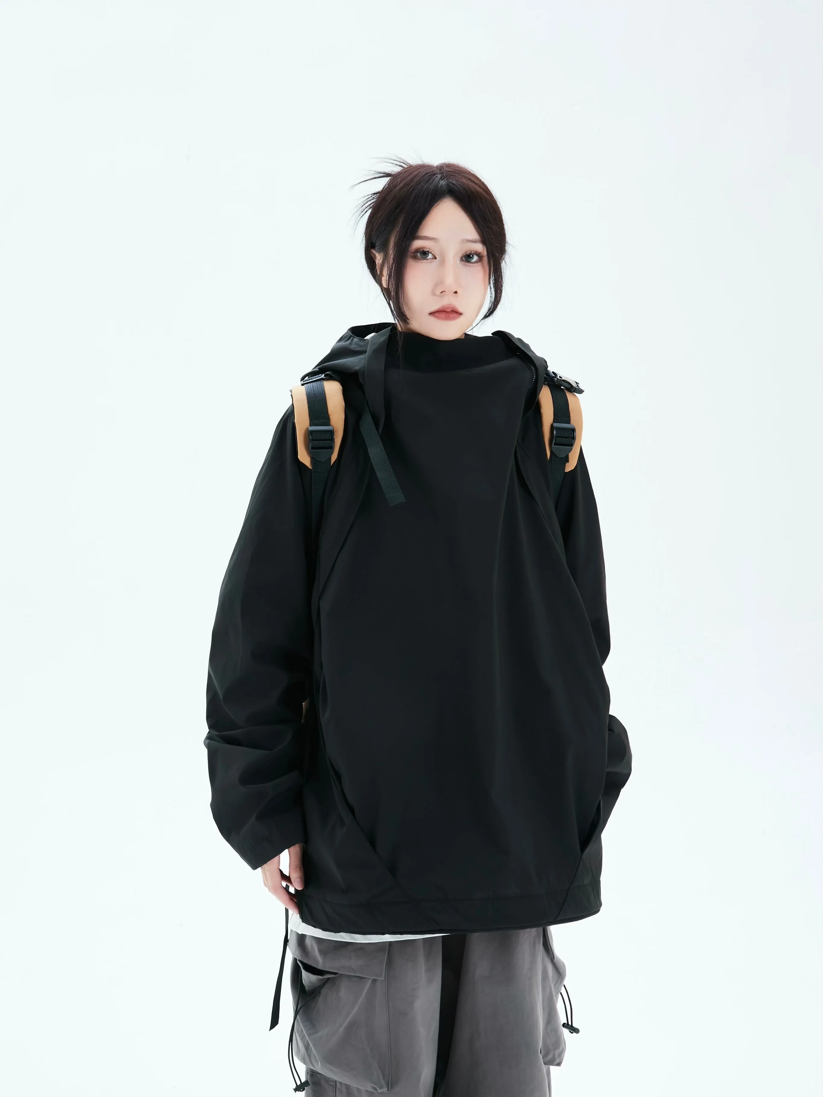 Oversized Double-Zip Hooded Windbreaker