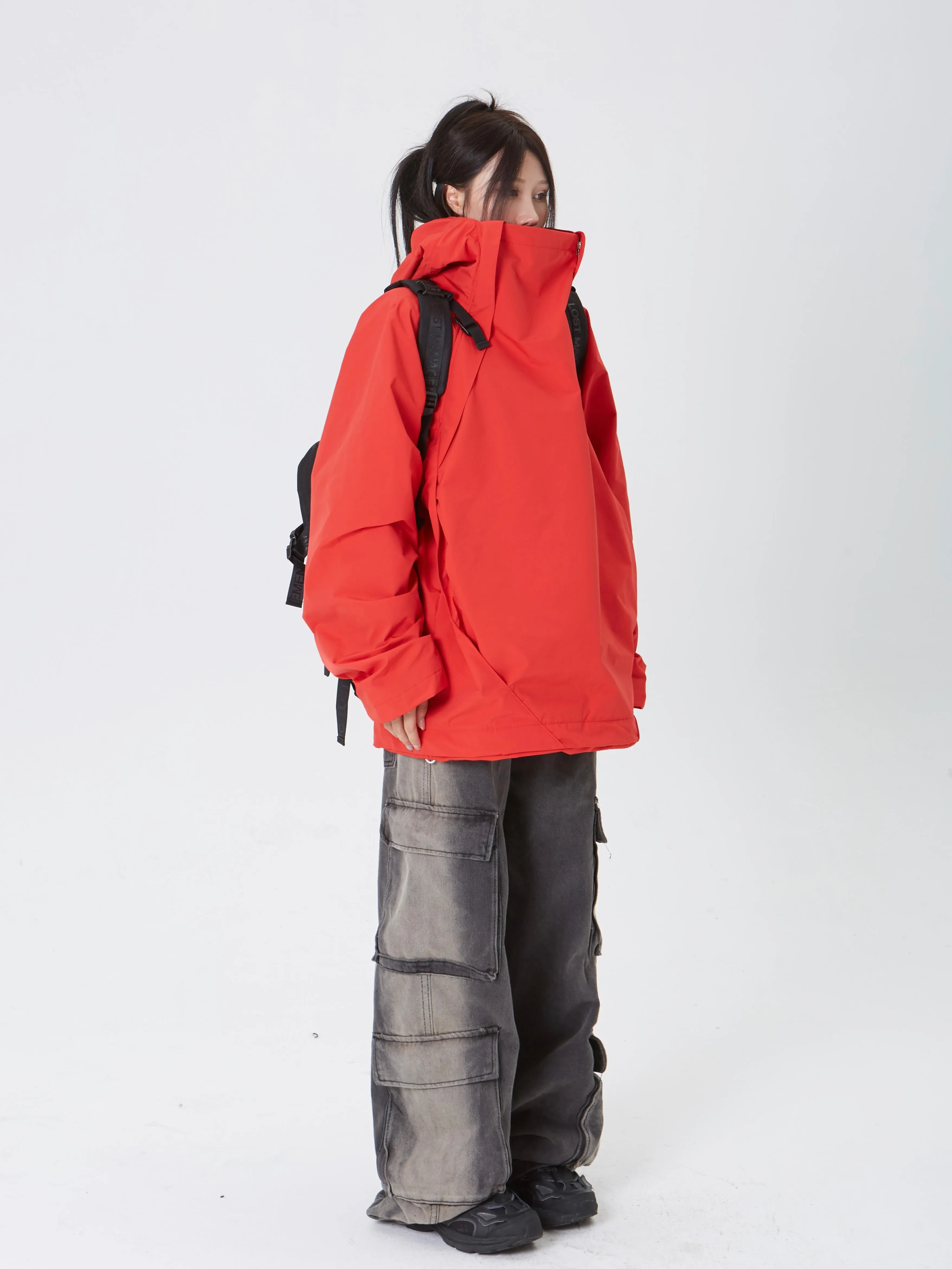 Oversized Double-Zip Hooded Windbreaker