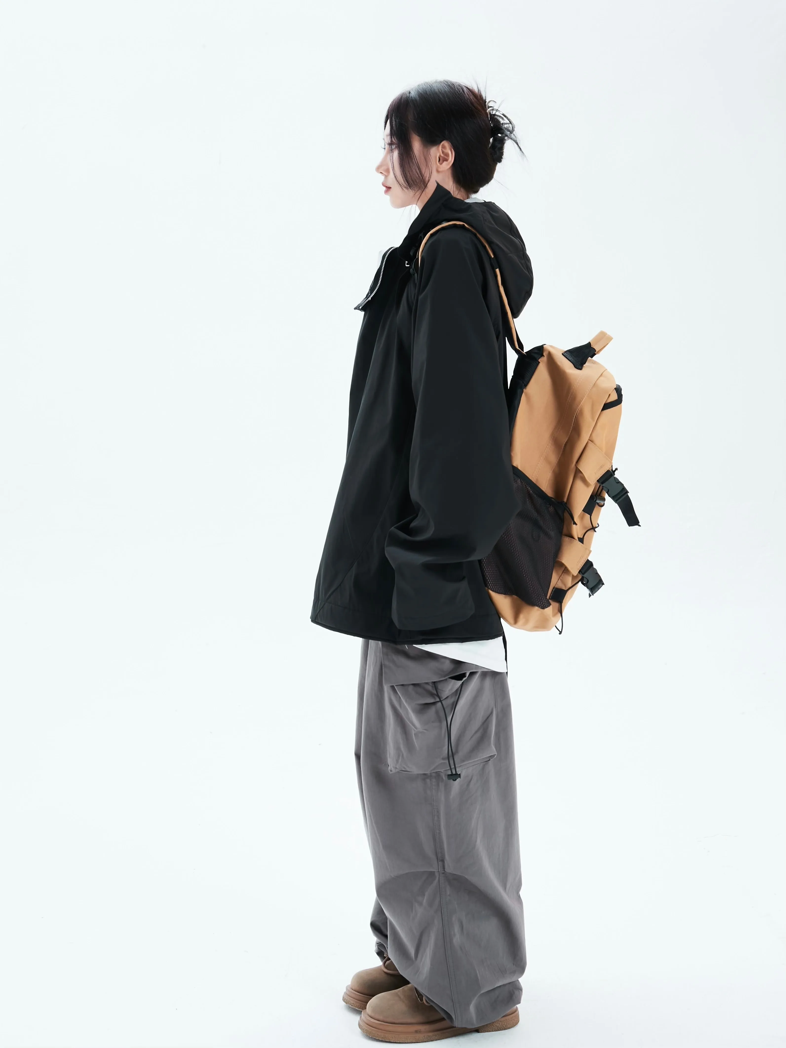 Oversized Double-Zip Hooded Windbreaker
