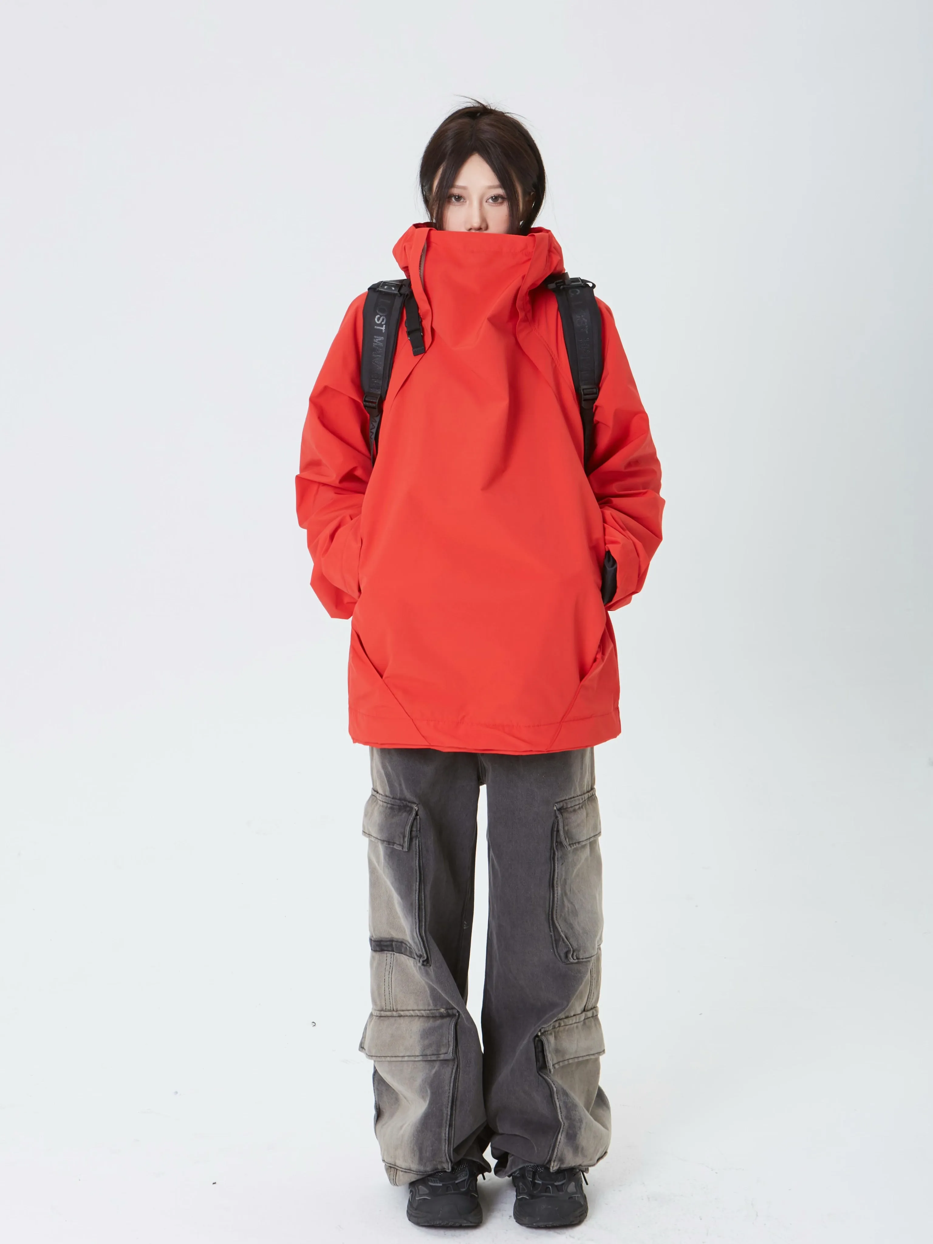 Oversized Double-Zip Hooded Windbreaker