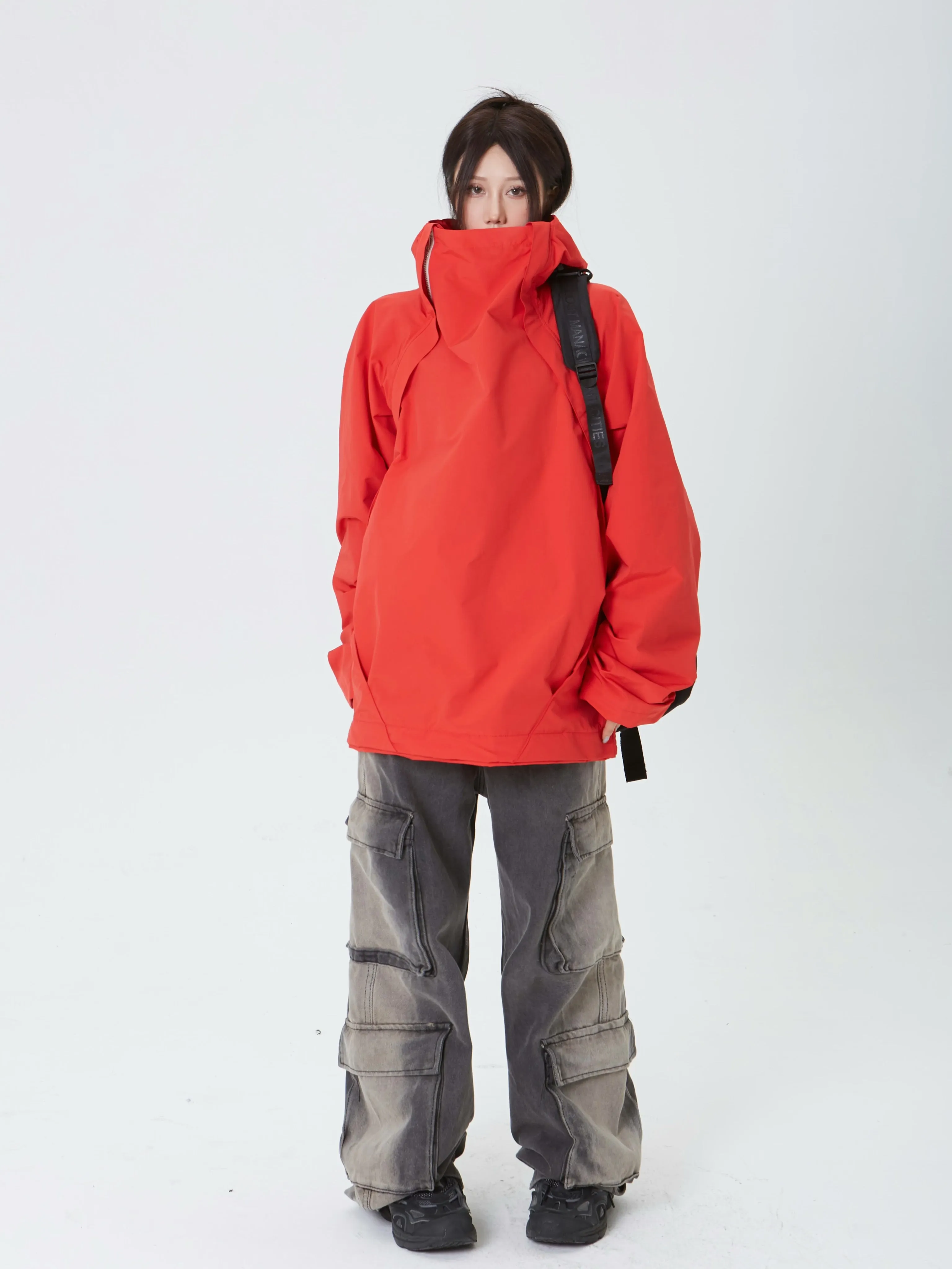 Oversized Double-Zip Hooded Windbreaker