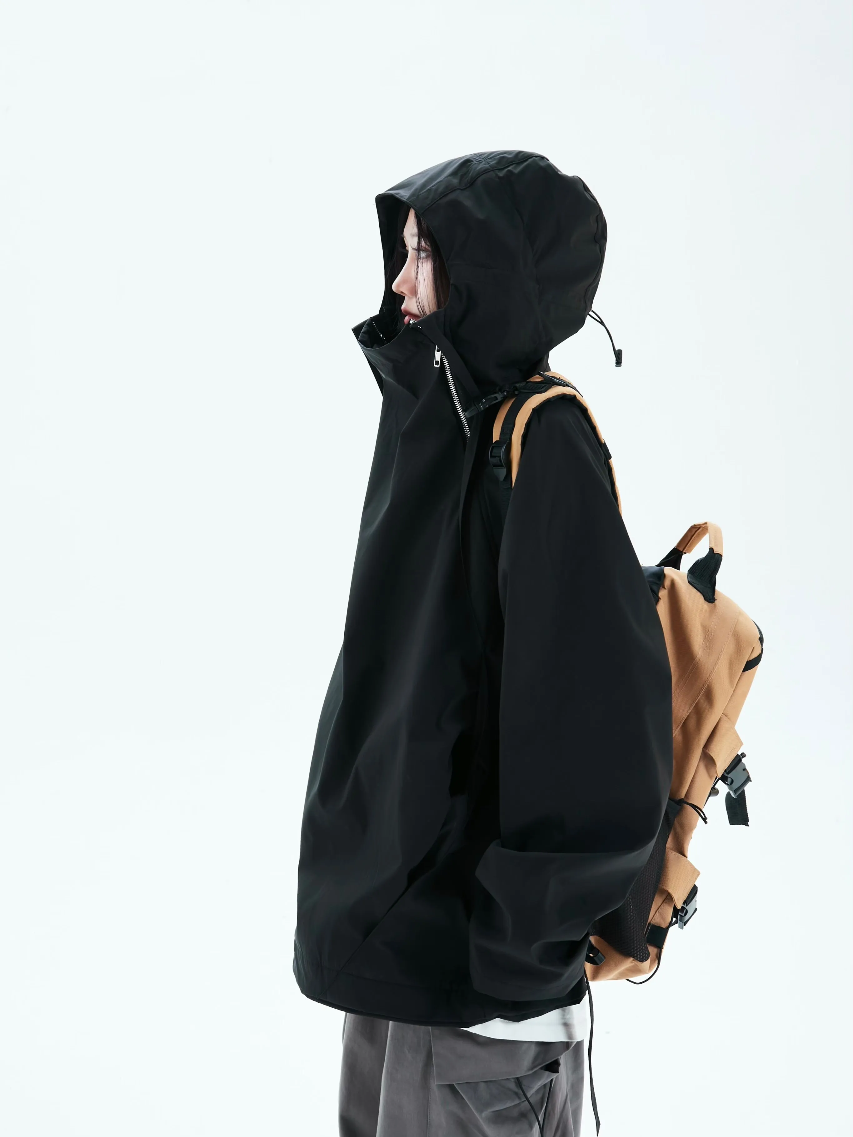 Oversized Double-Zip Hooded Windbreaker
