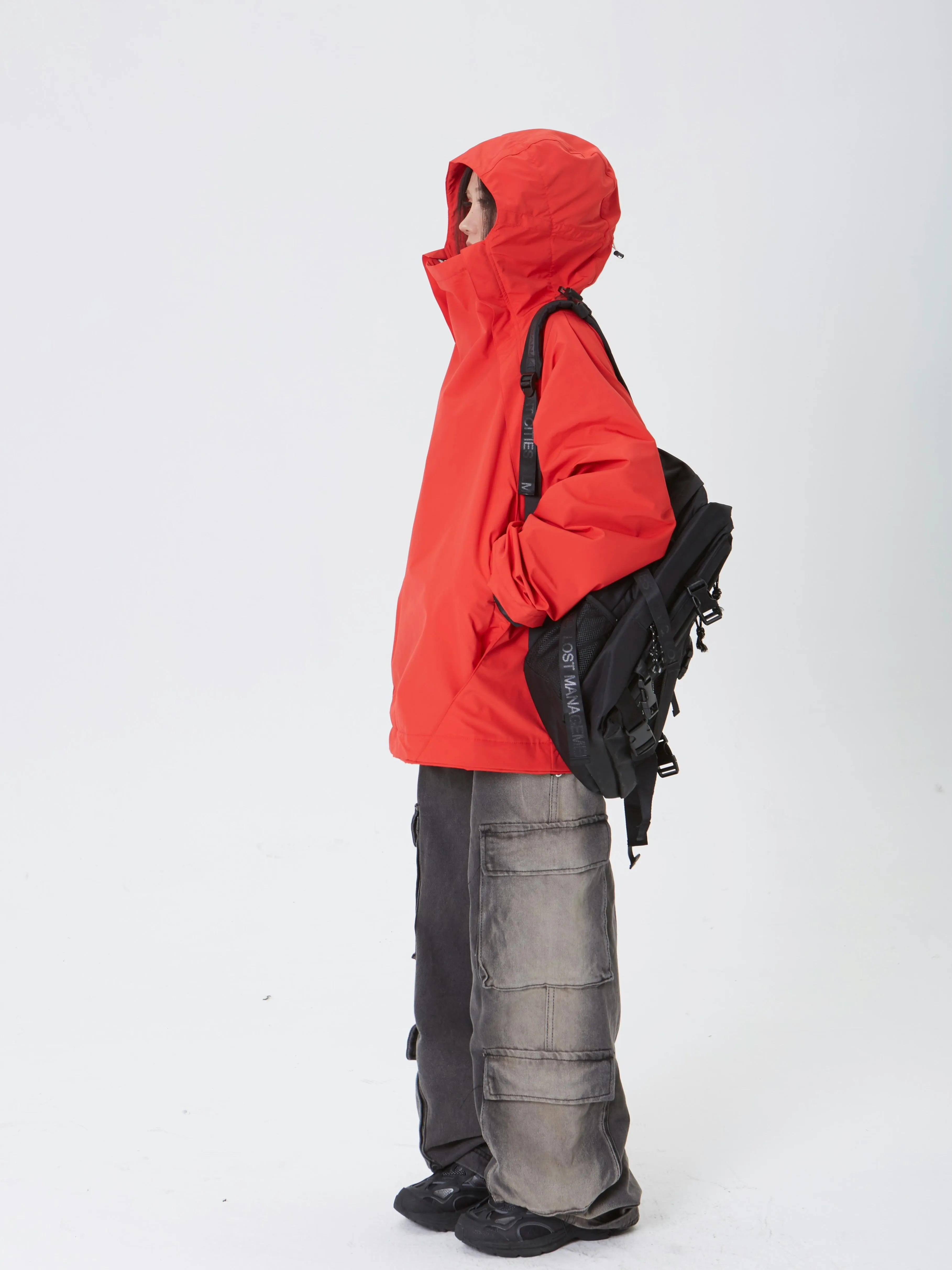 Oversized Double-Zip Hooded Windbreaker