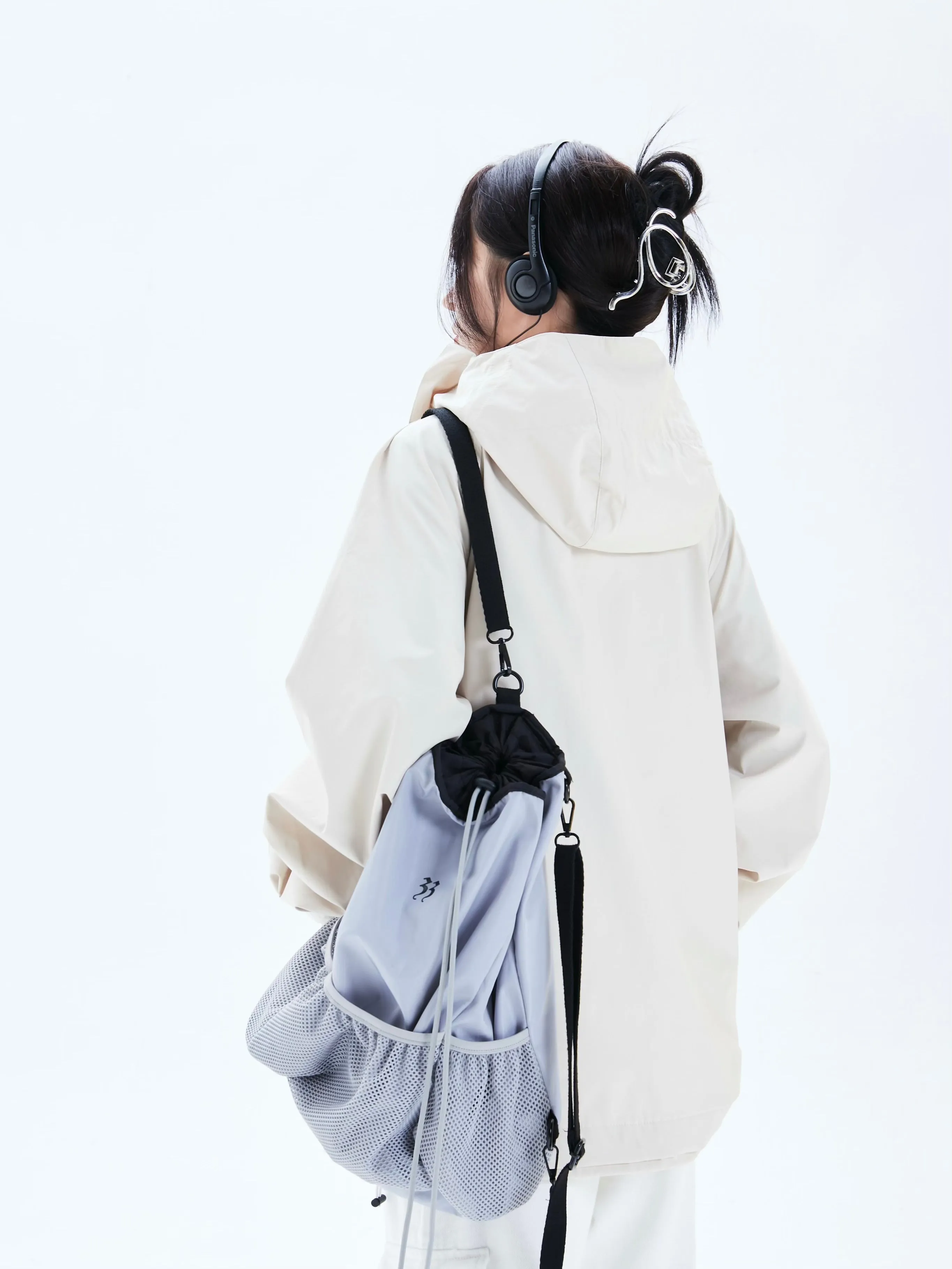 Oversized Double-Zip Hooded Windbreaker