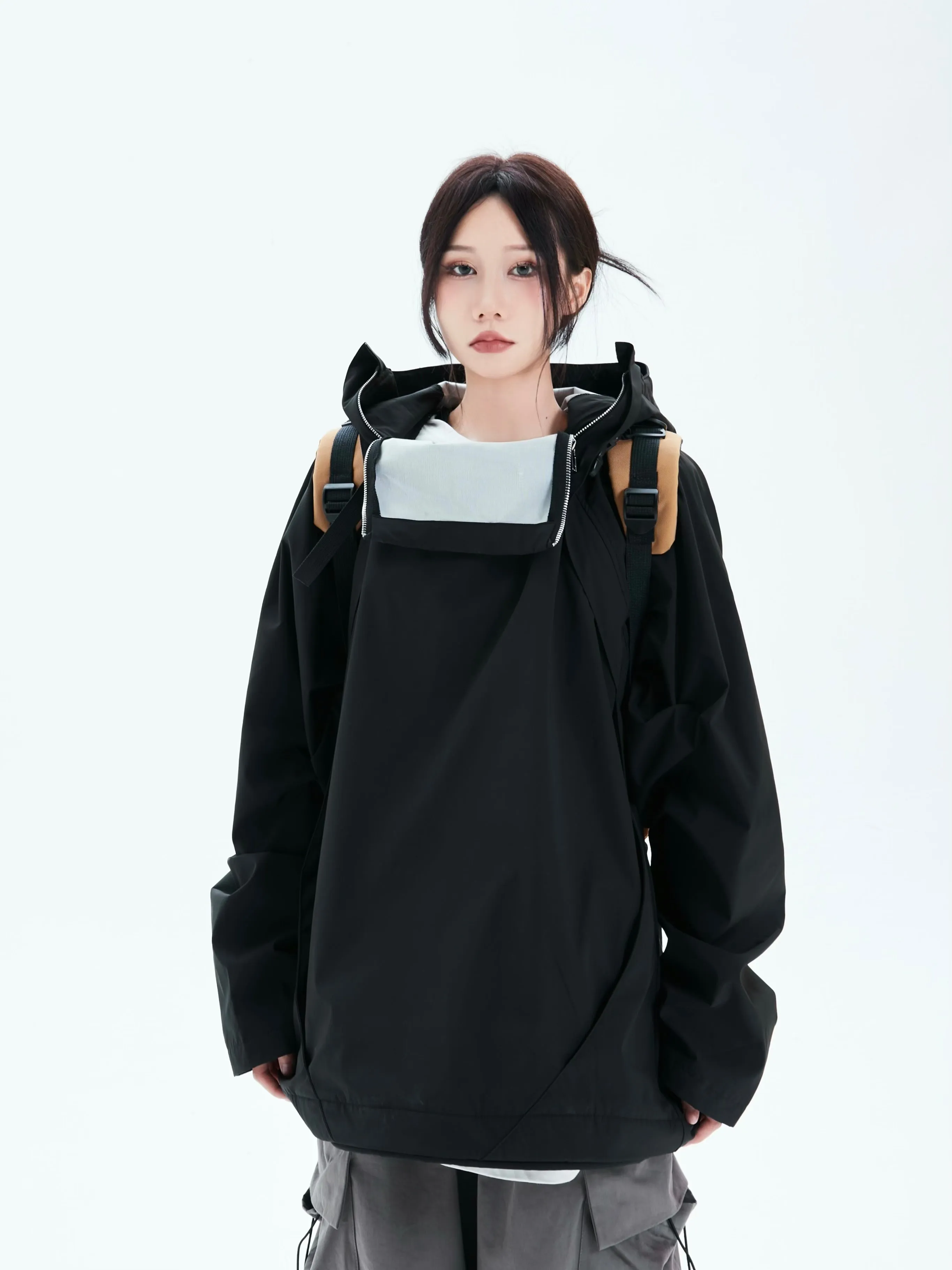 Oversized Double-Zip Hooded Windbreaker