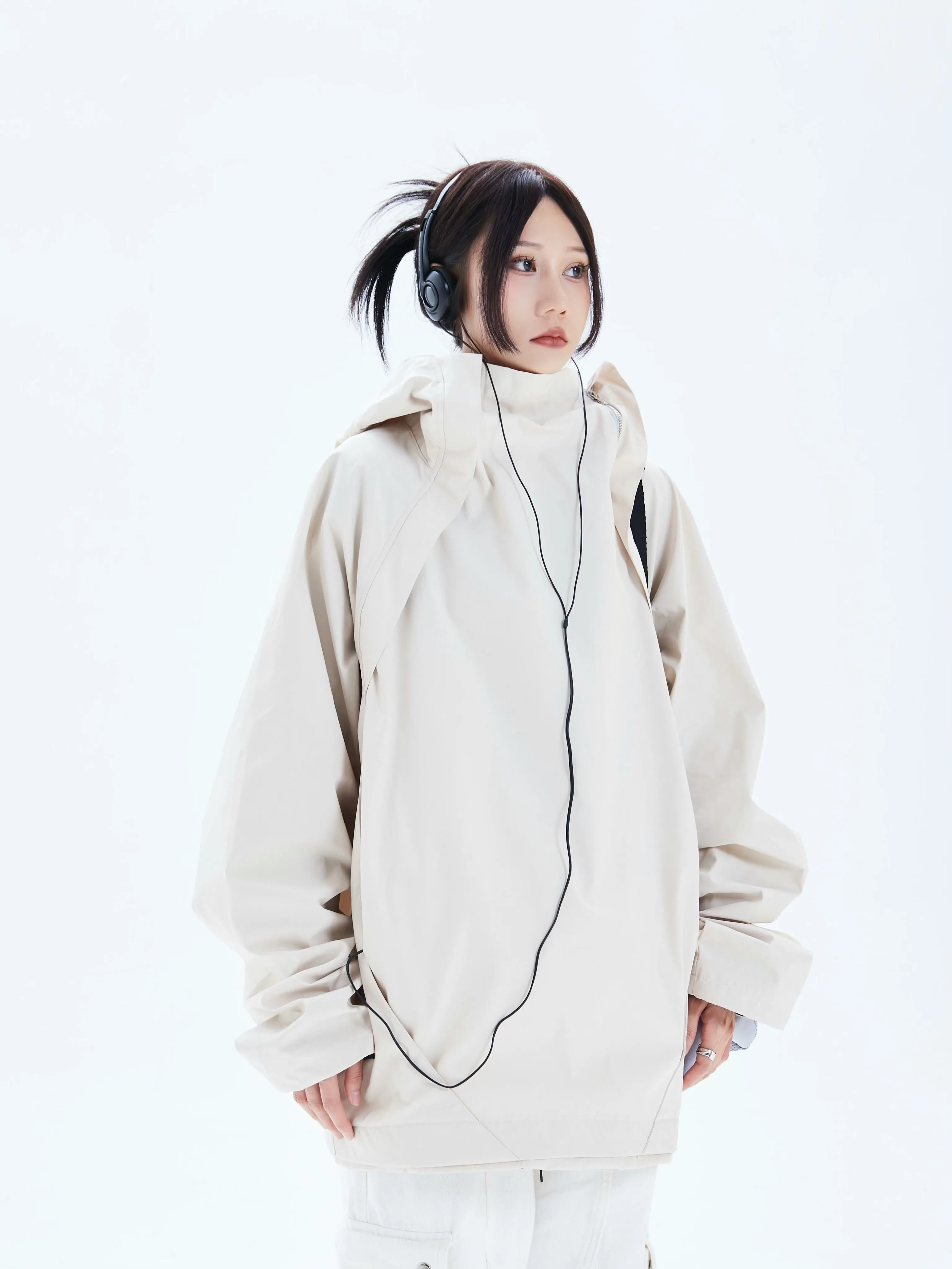Oversized Double-Zip Hooded Windbreaker
