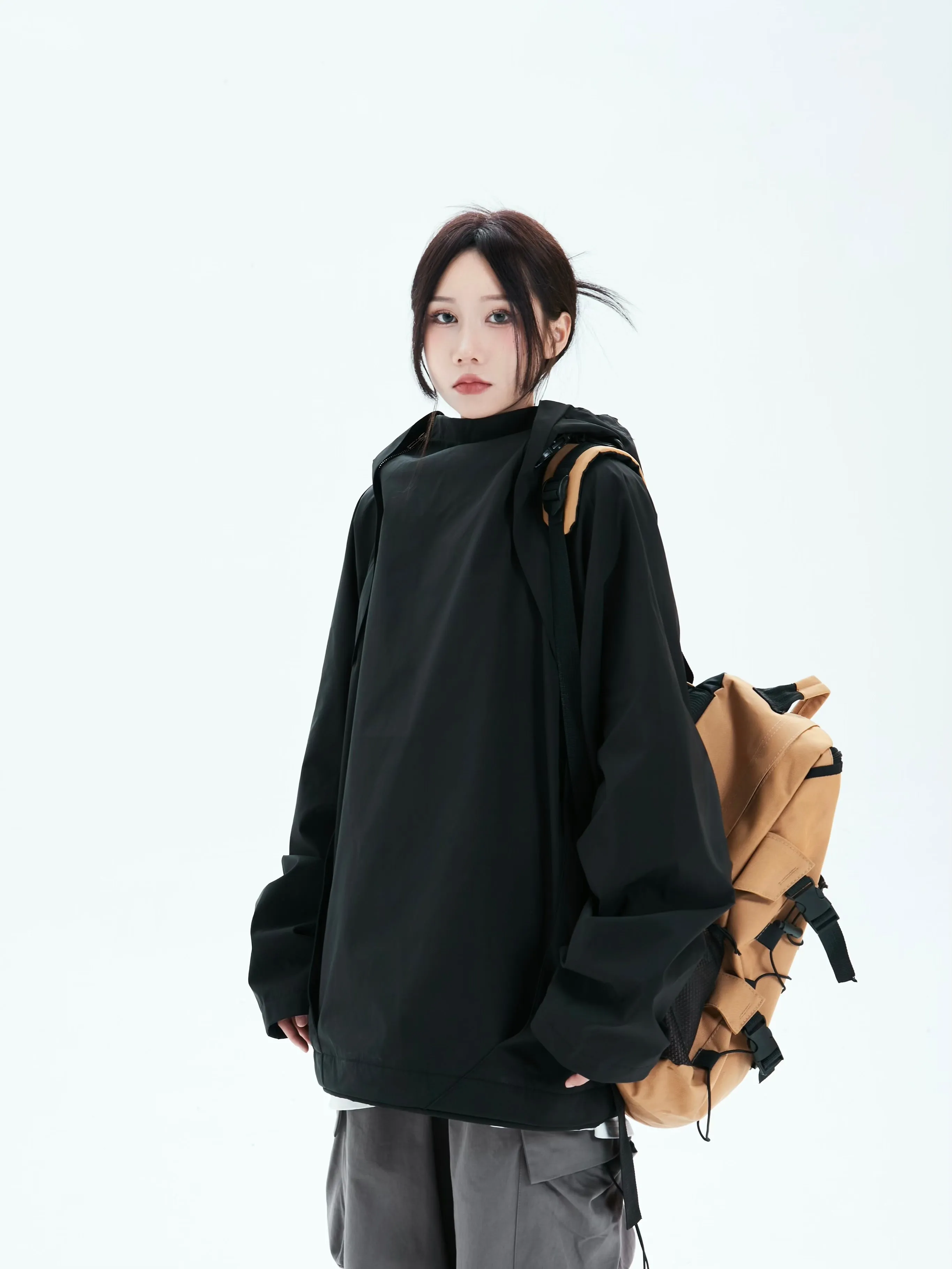 Oversized Double-Zip Hooded Windbreaker