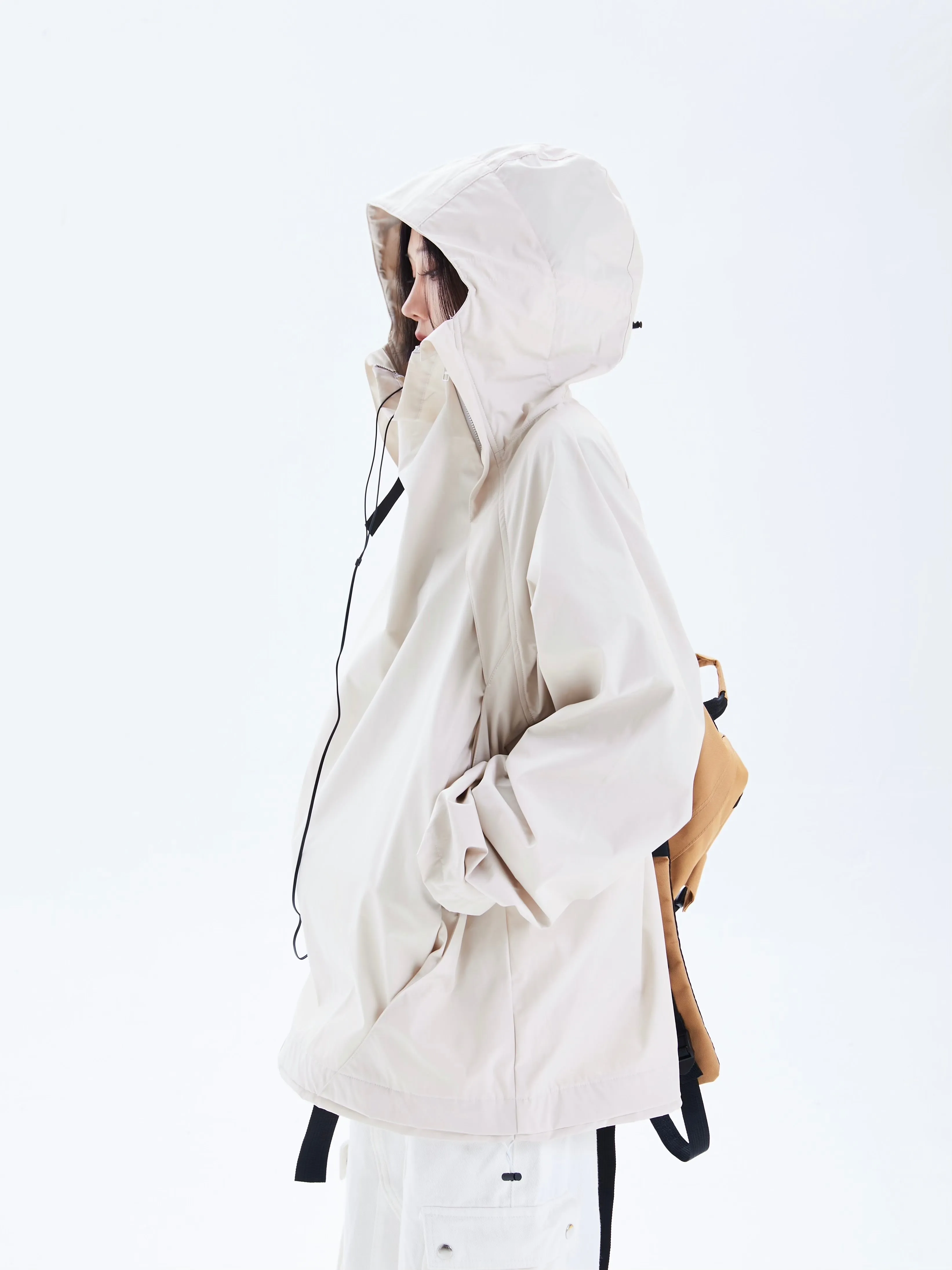 Oversized Double-Zip Hooded Windbreaker