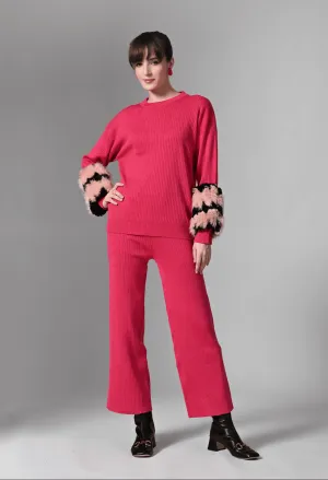 Pankh Luxe Zaar Wool Set With Detachable Fur Sleeve