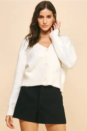 Pinch Star Embellishment Sweater Cardigan - Ivory