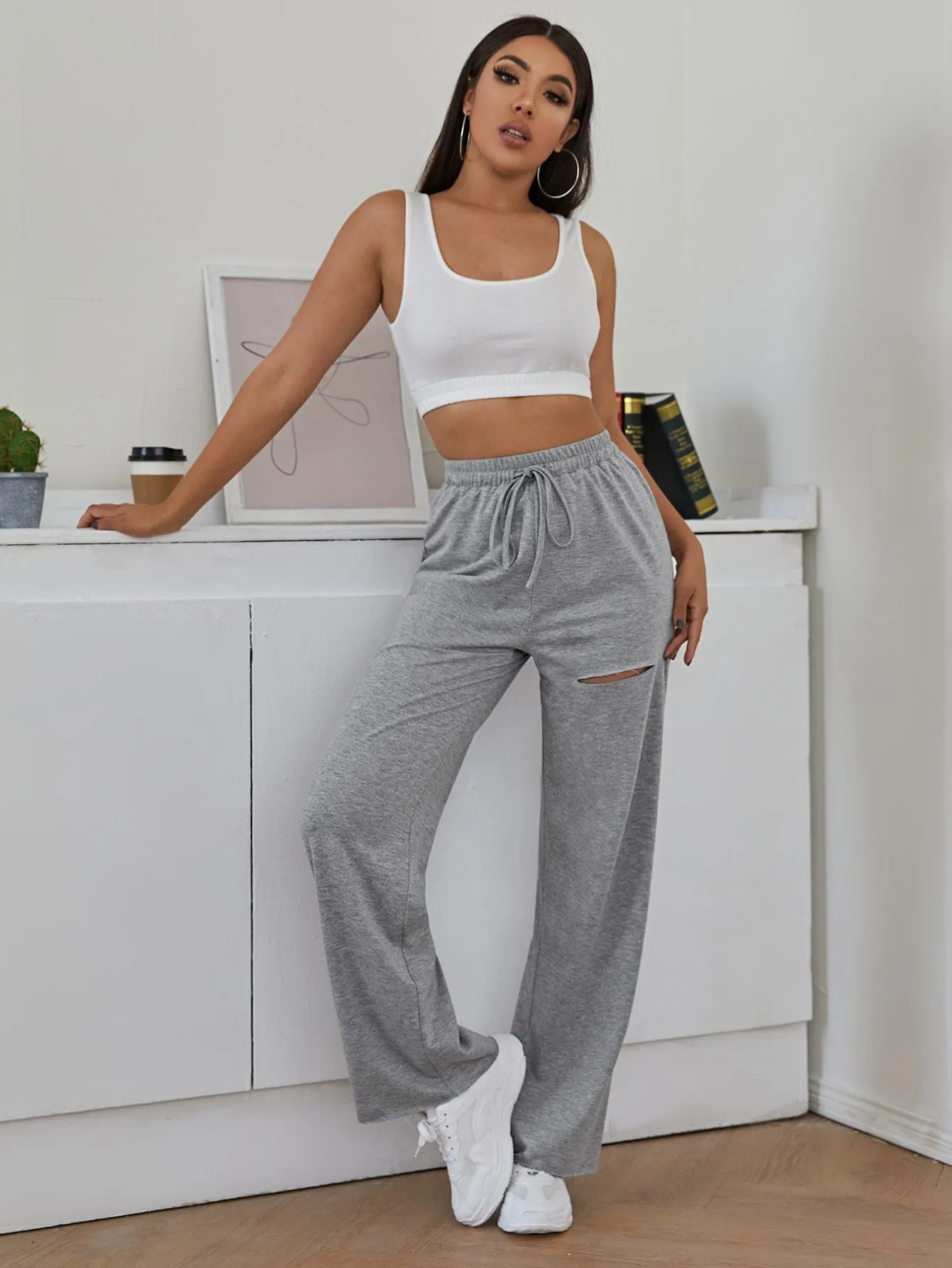 Plain Knot Natural Long Women Sweatpants