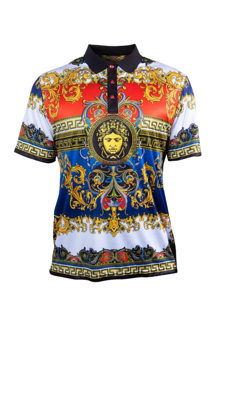 Prestige Red paisley polo shirt men's Red fashion design t-shirt