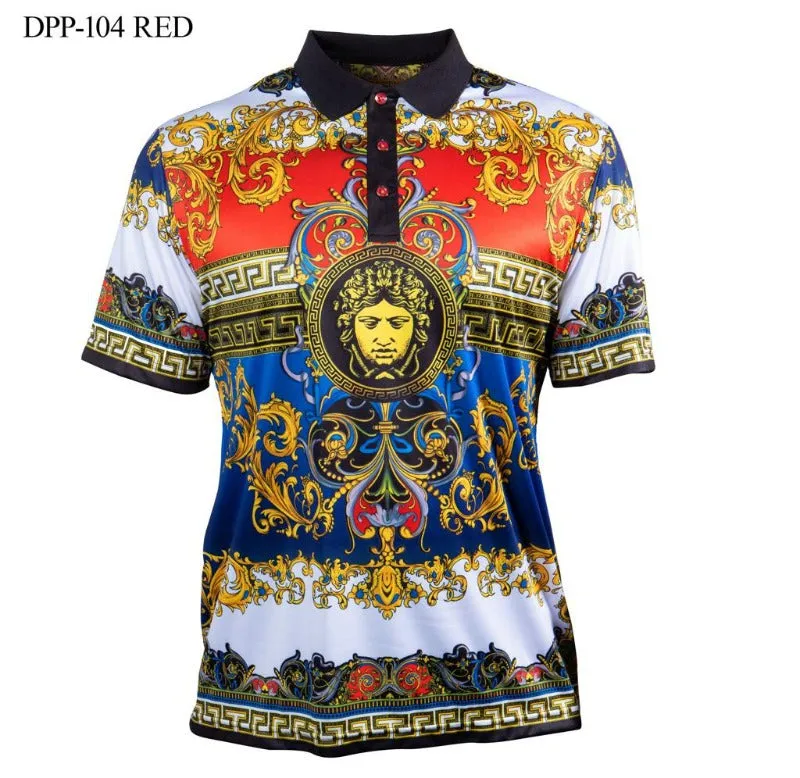 Prestige Red paisley polo shirt men's Red fashion design t-shirt