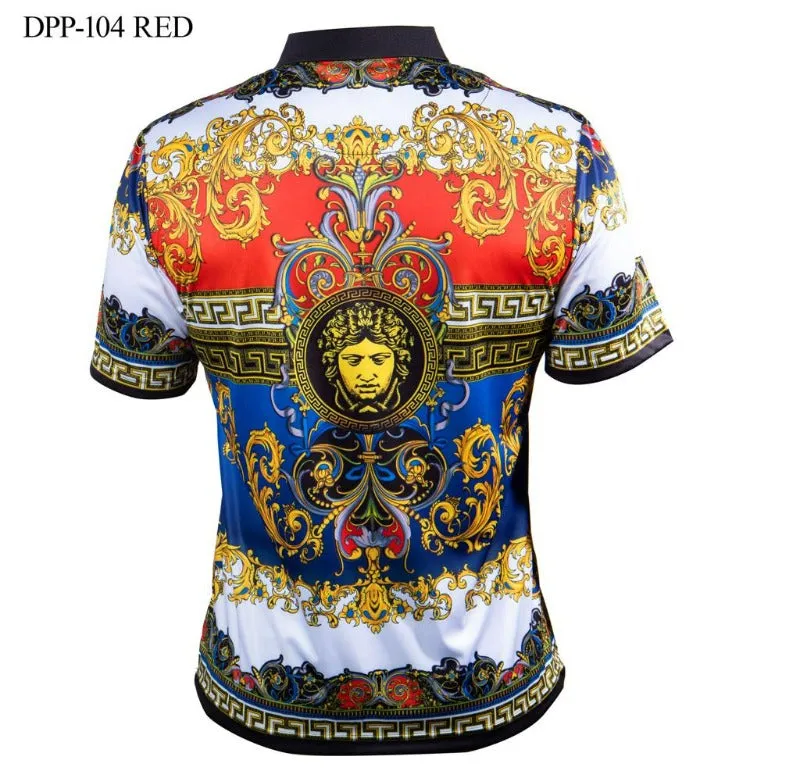 Prestige Red paisley polo shirt men's Red fashion design t-shirt