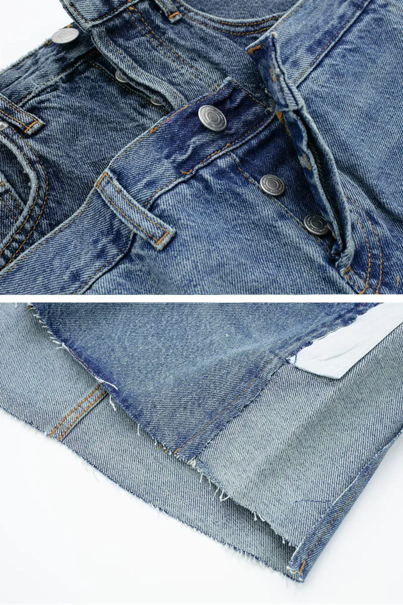 QD291 Vintage Denim Skirt