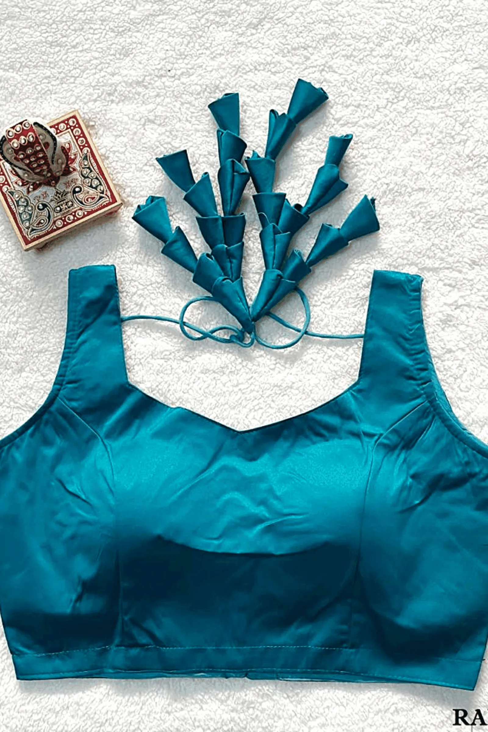 Readymade Plain Blouse with Tassels- Free Size