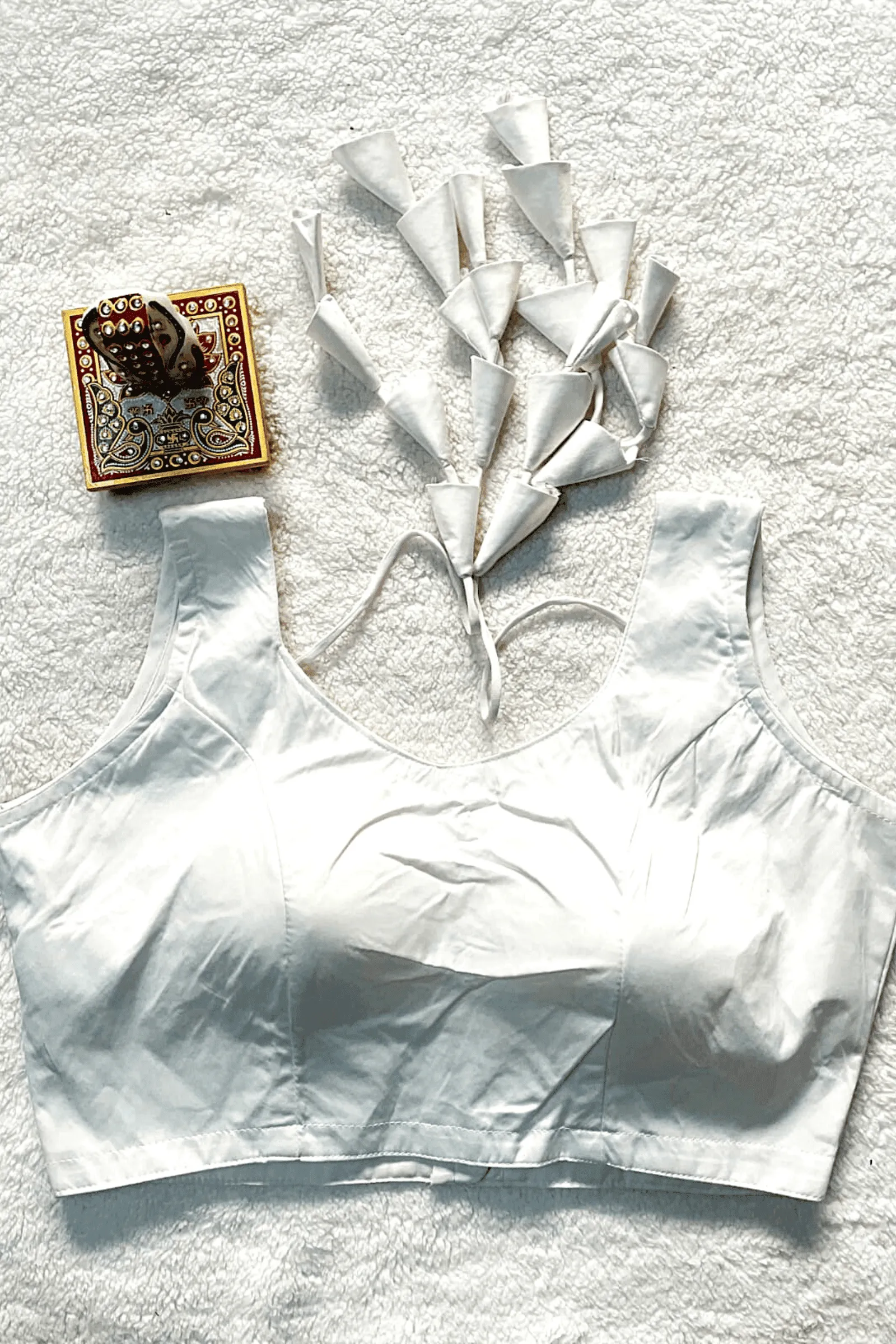 Readymade Plain Blouse with Tassels- Free Size