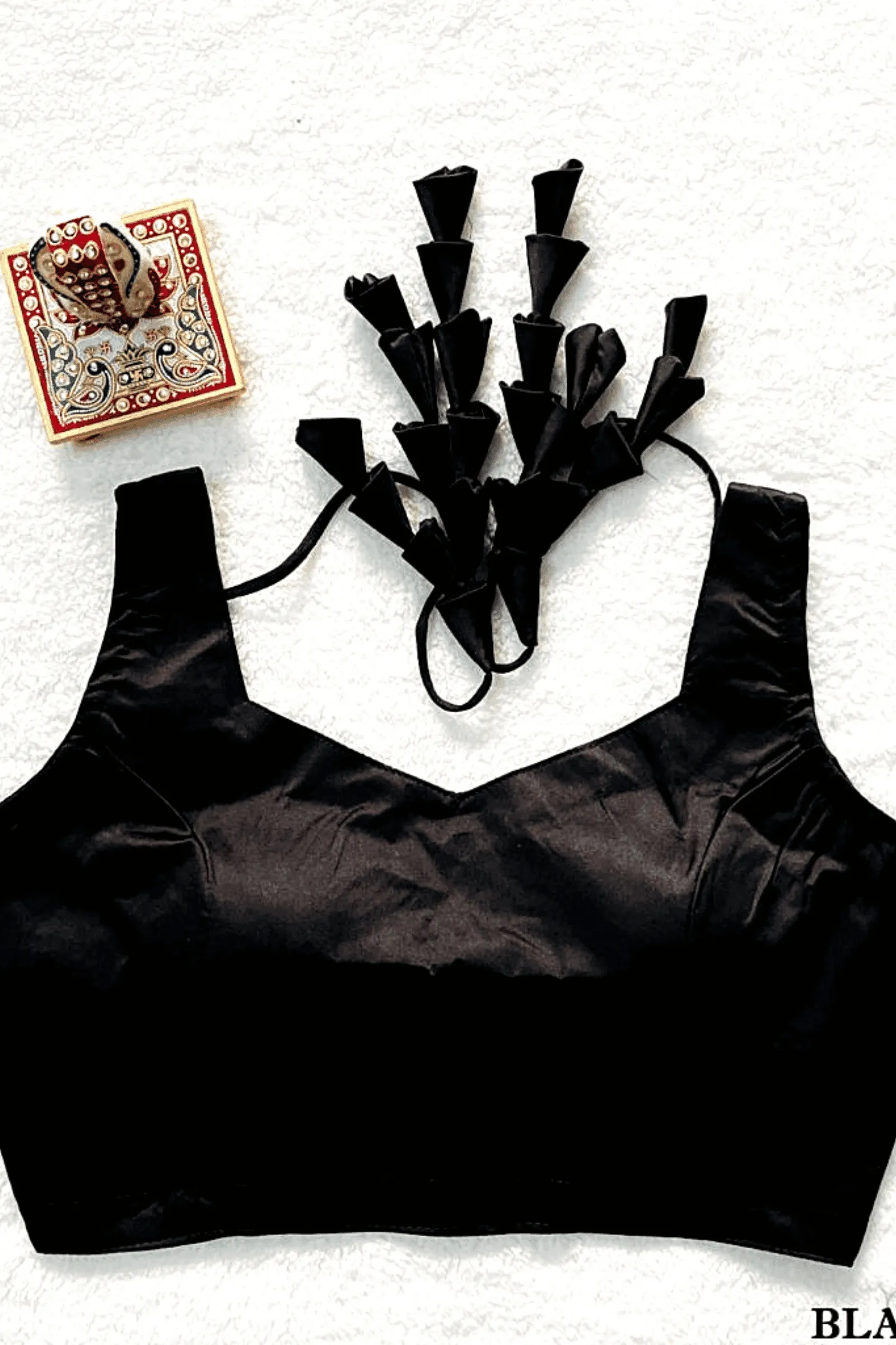 Readymade Plain Blouse with Tassels- Free Size