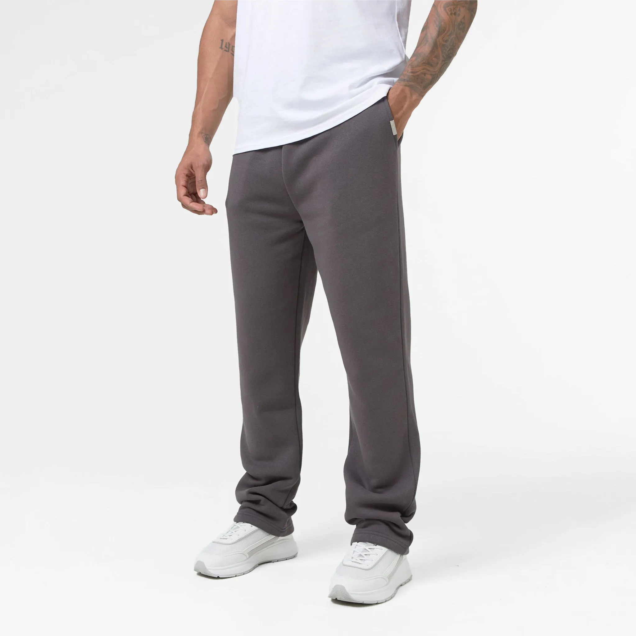 Relaxed Fit Open Hem Tracksuit | Dark Grey