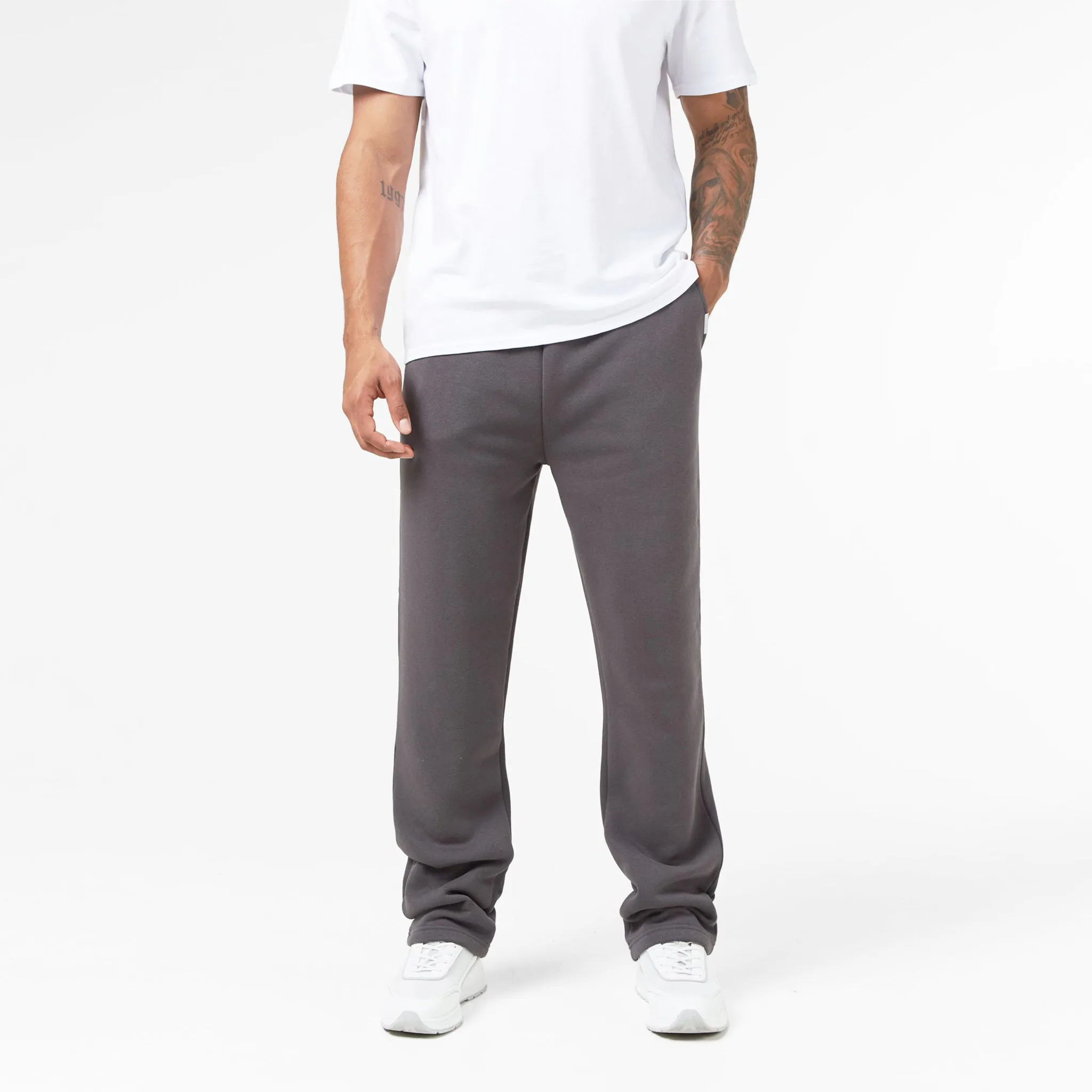 Relaxed Fit Open Hem Tracksuit | Dark Grey