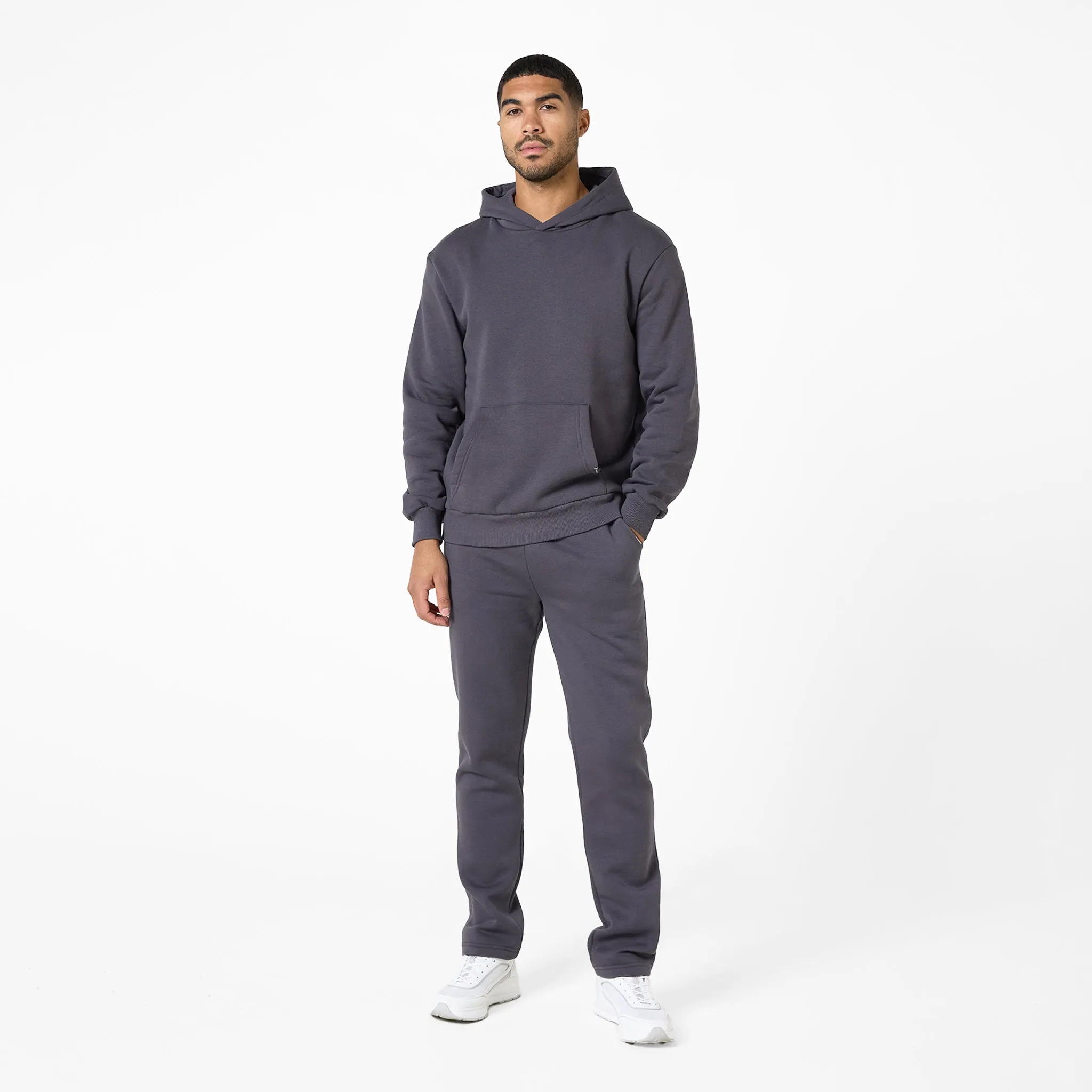 Relaxed Fit Open Hem Tracksuit | Dark Grey
