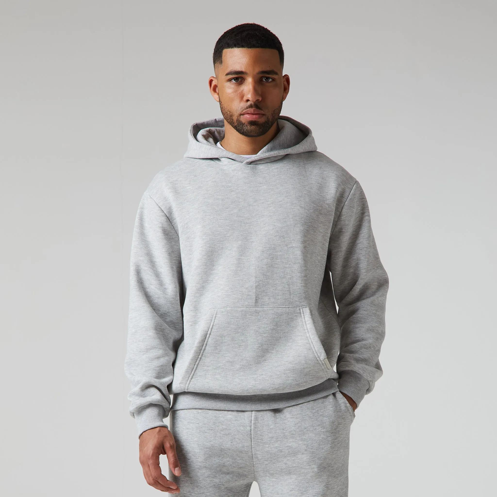 Relaxed Fit Open Hem Tracksuit | Grey Marl
