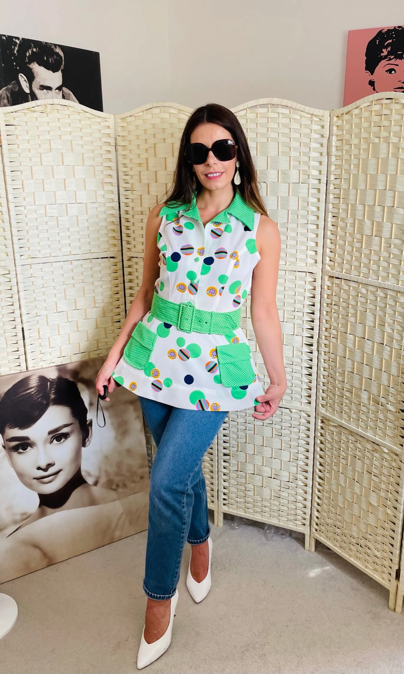 RENT Vintage 1970's Floral Top and Belt