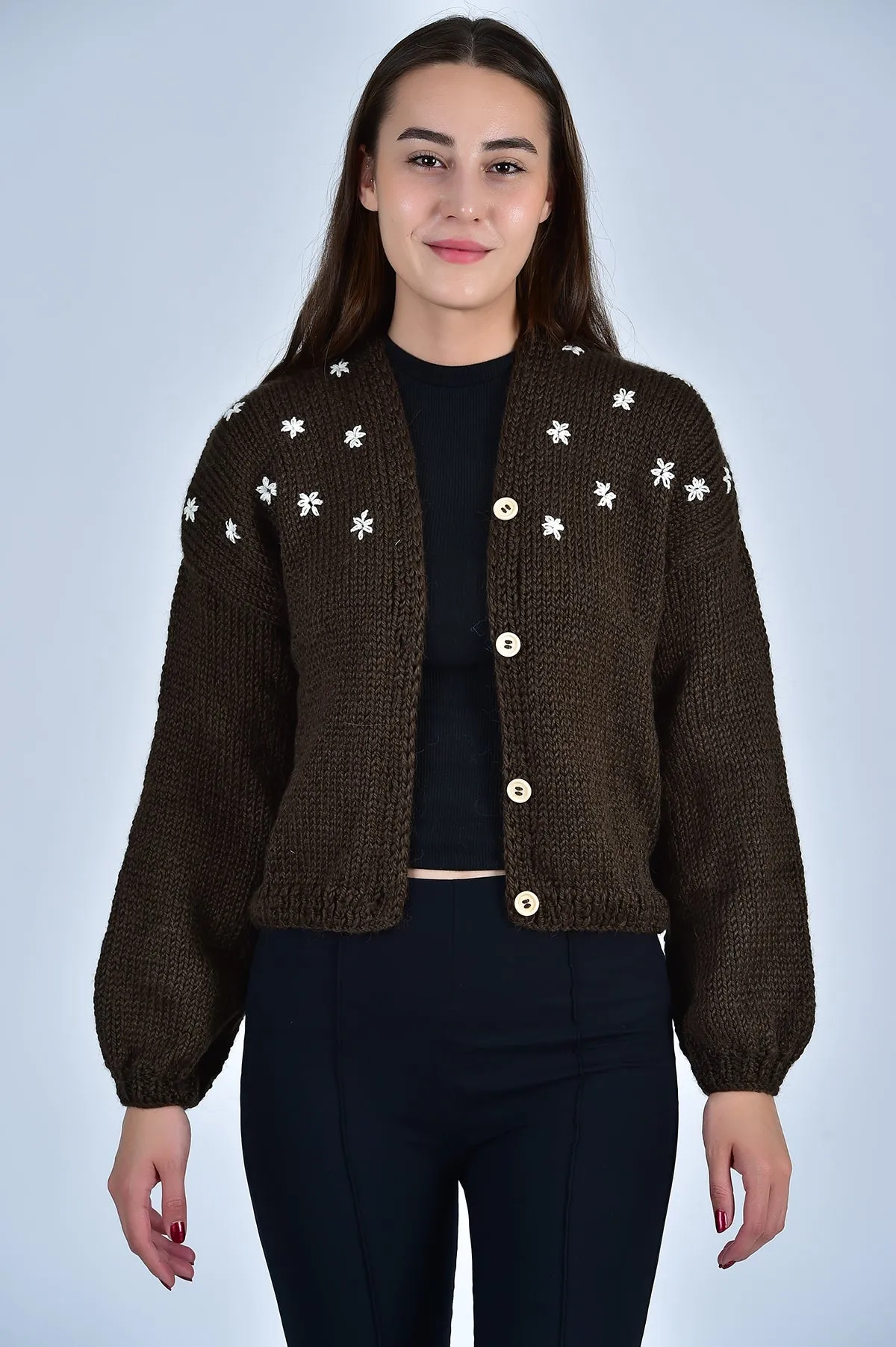 SISTER BLOOM WHITE FLORAL Button Front Cardigan