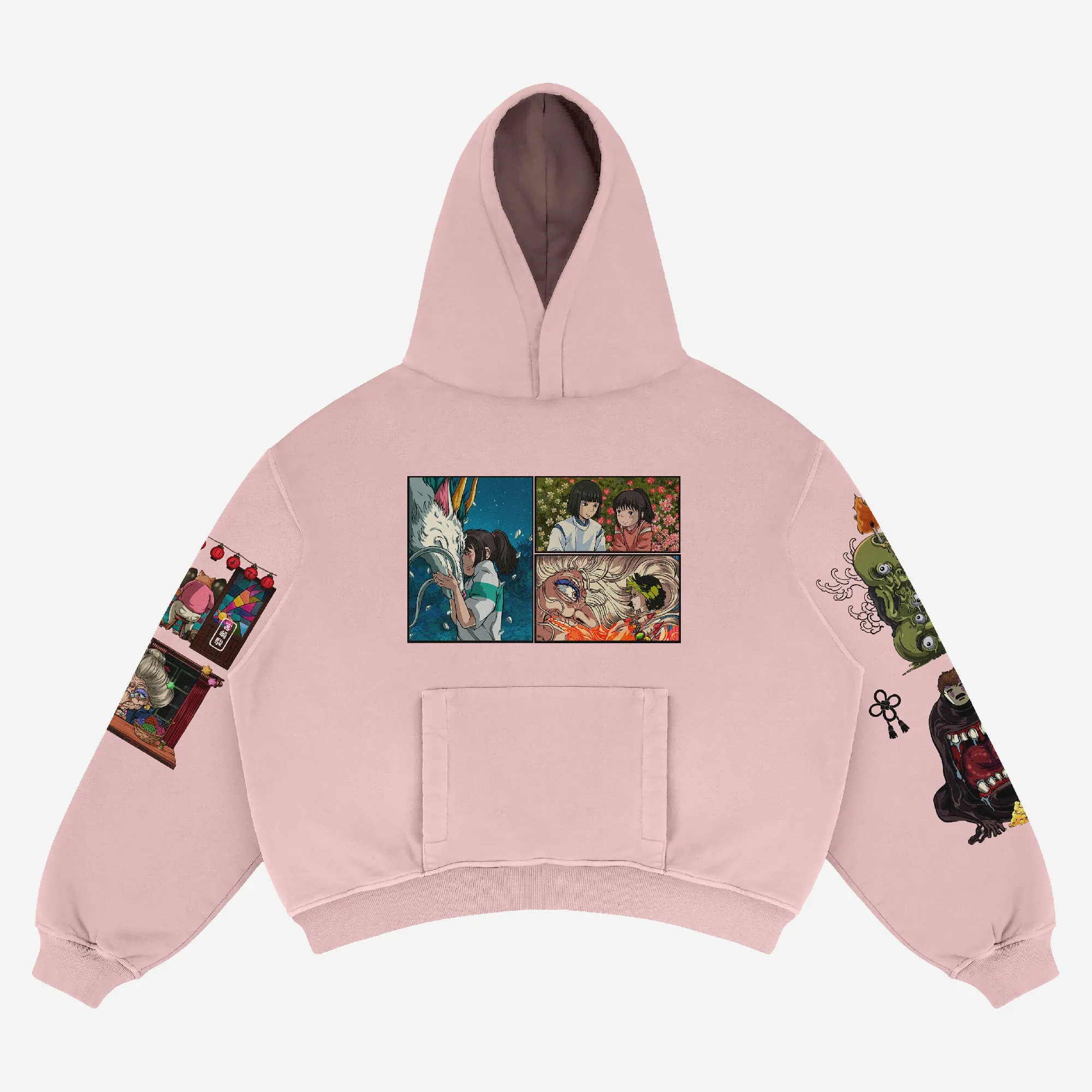 Spirited Away Anime Hoodie – Haku Dragon & Chihiro Scene | White 360 GSM Cotton Hoodie