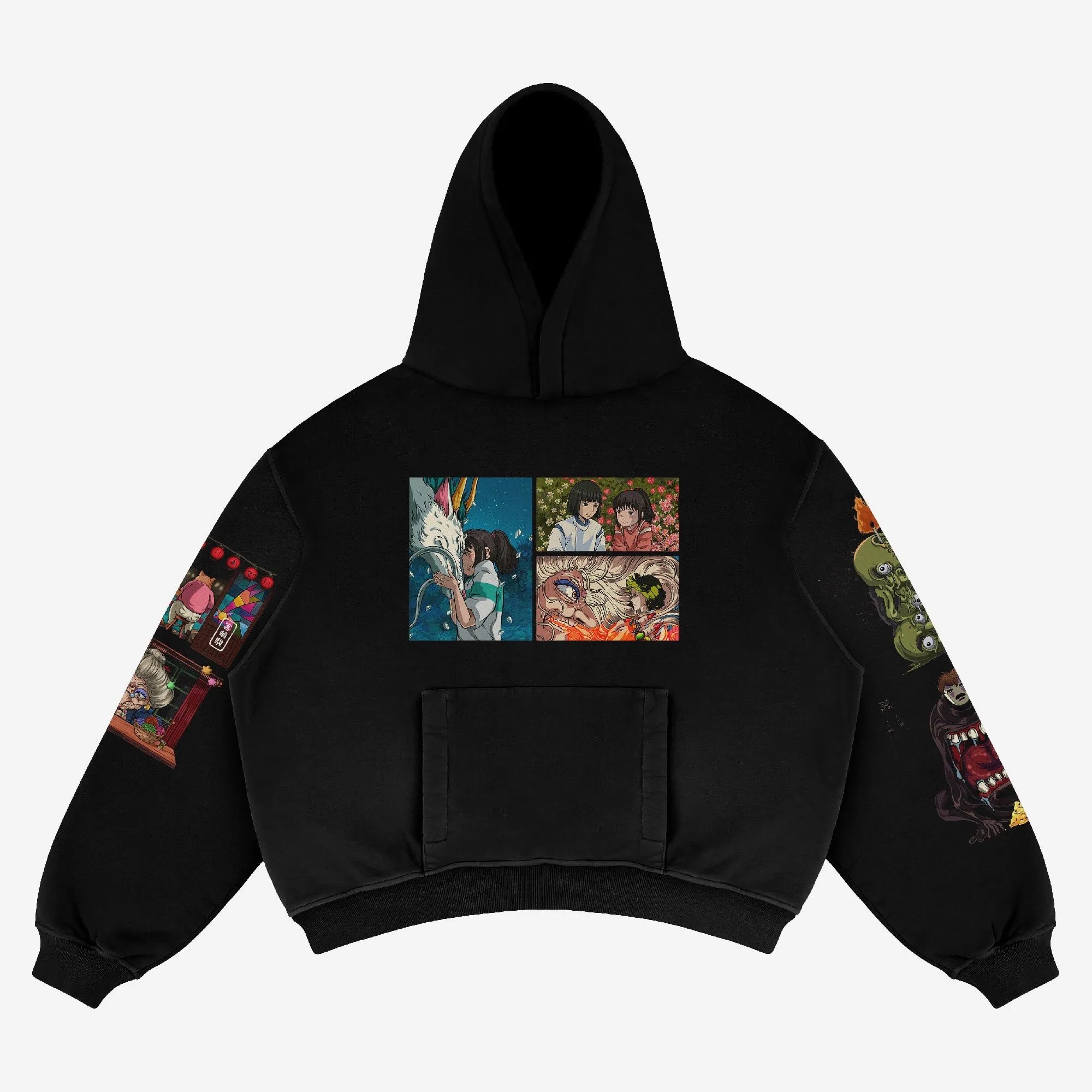 Spirited Away Anime Hoodie – Haku Dragon & Chihiro Scene | White 360 GSM Cotton Hoodie