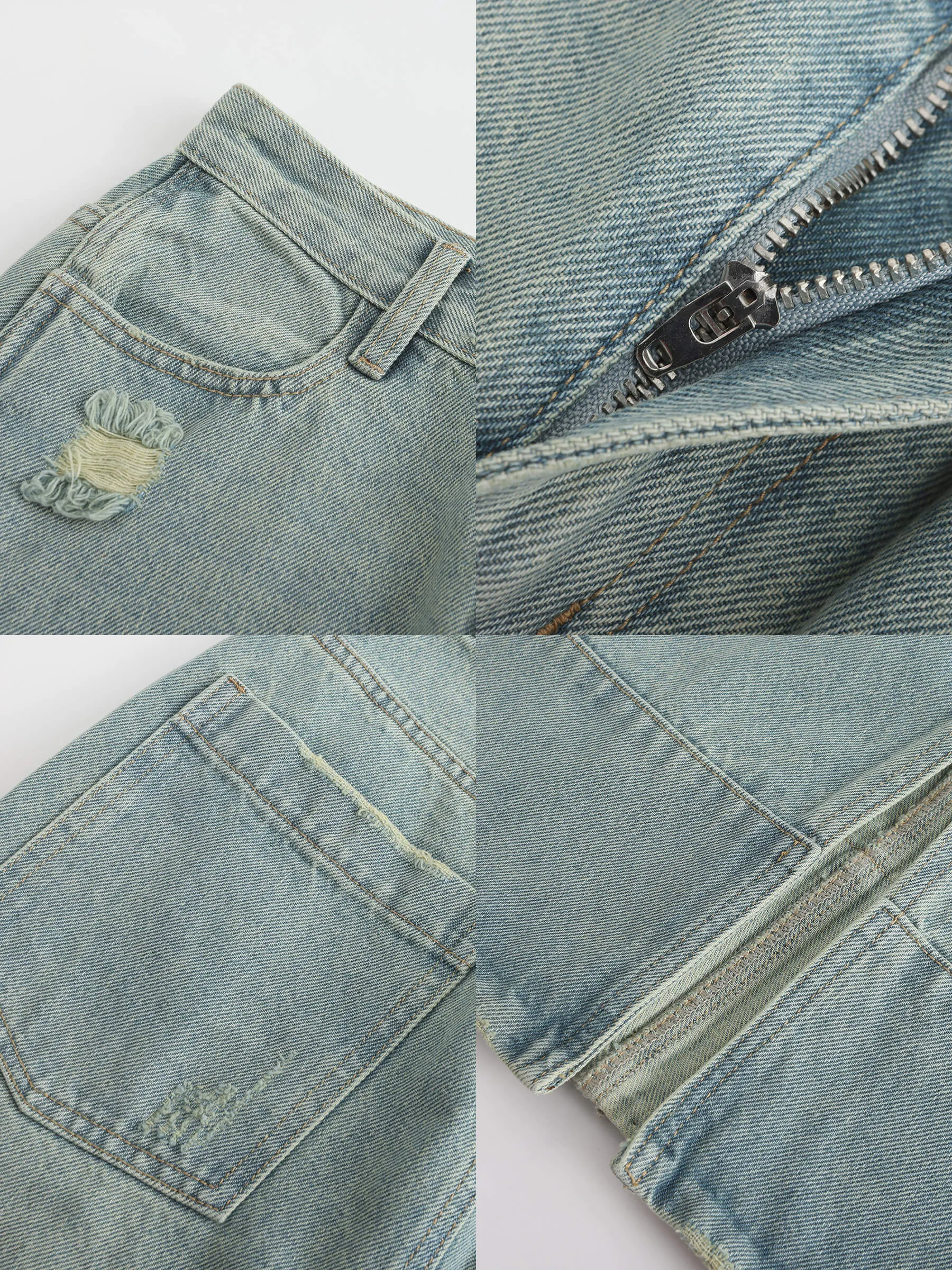 Straight Leg Washed Denim Skirt