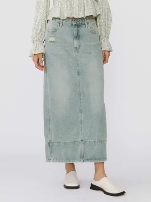 Straight Leg Washed Denim Skirt