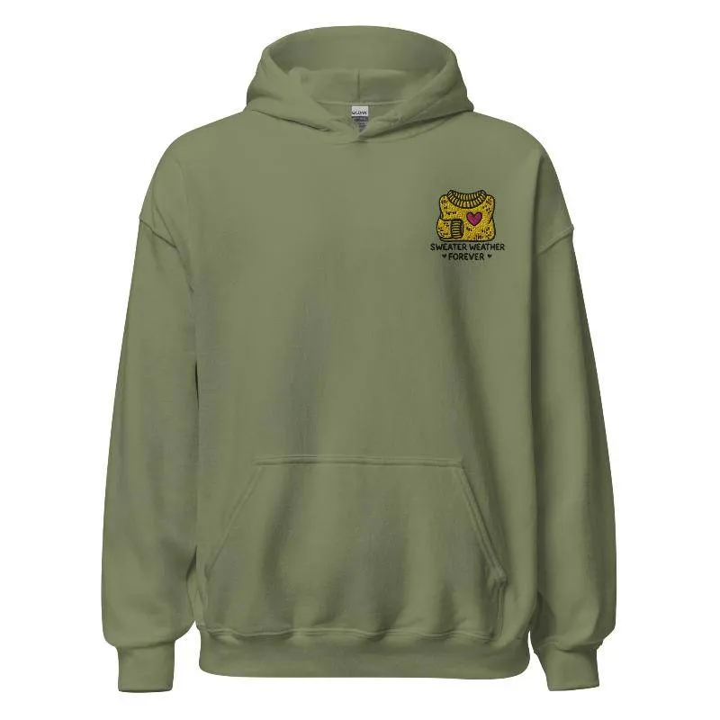 Unisex Fall Embroidered Hoodie – "Sweater Weather Forever"
