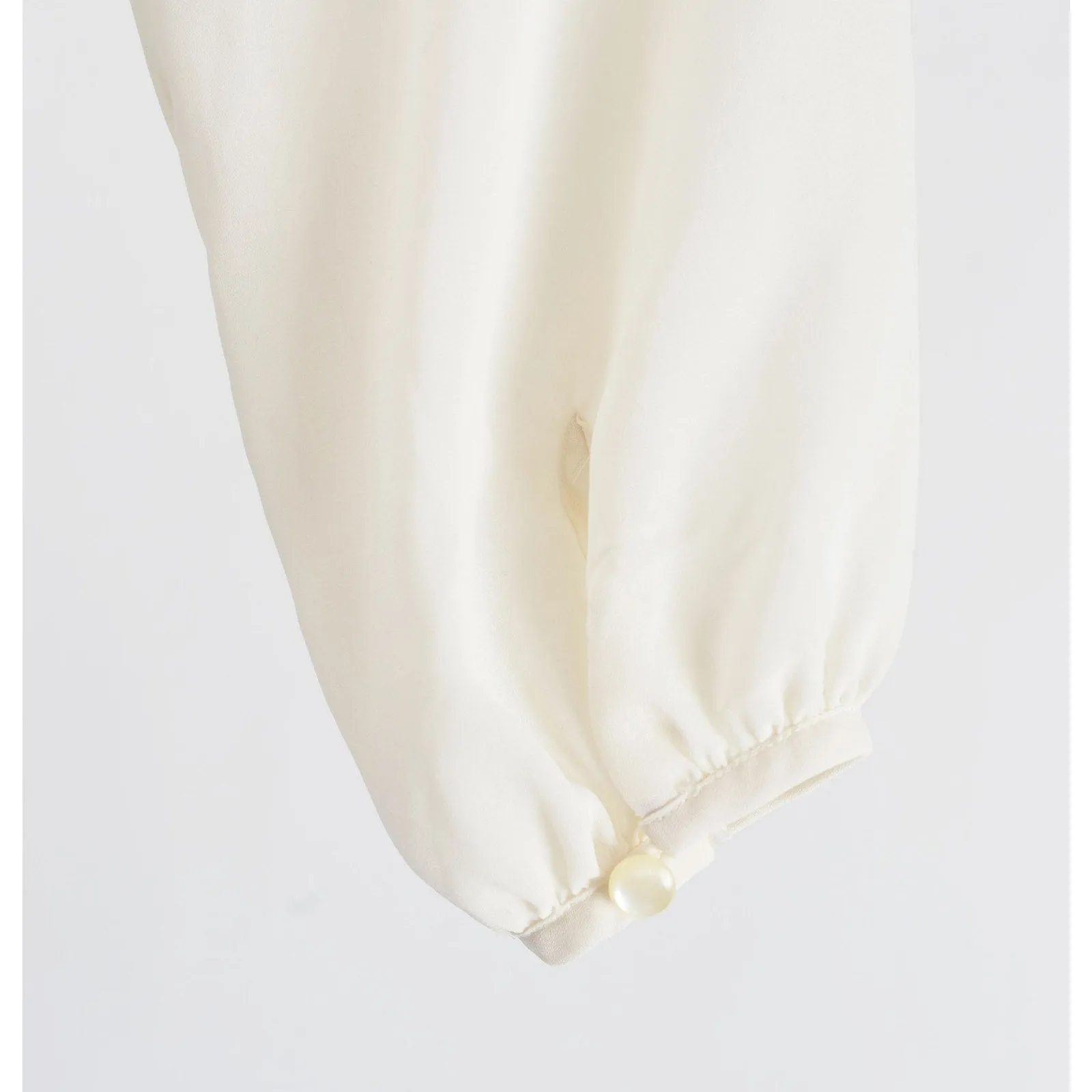 Vintage 90s Cream Semi Sheer Blouse Tuxedo Ruffle Long Sleeve Top size L XL