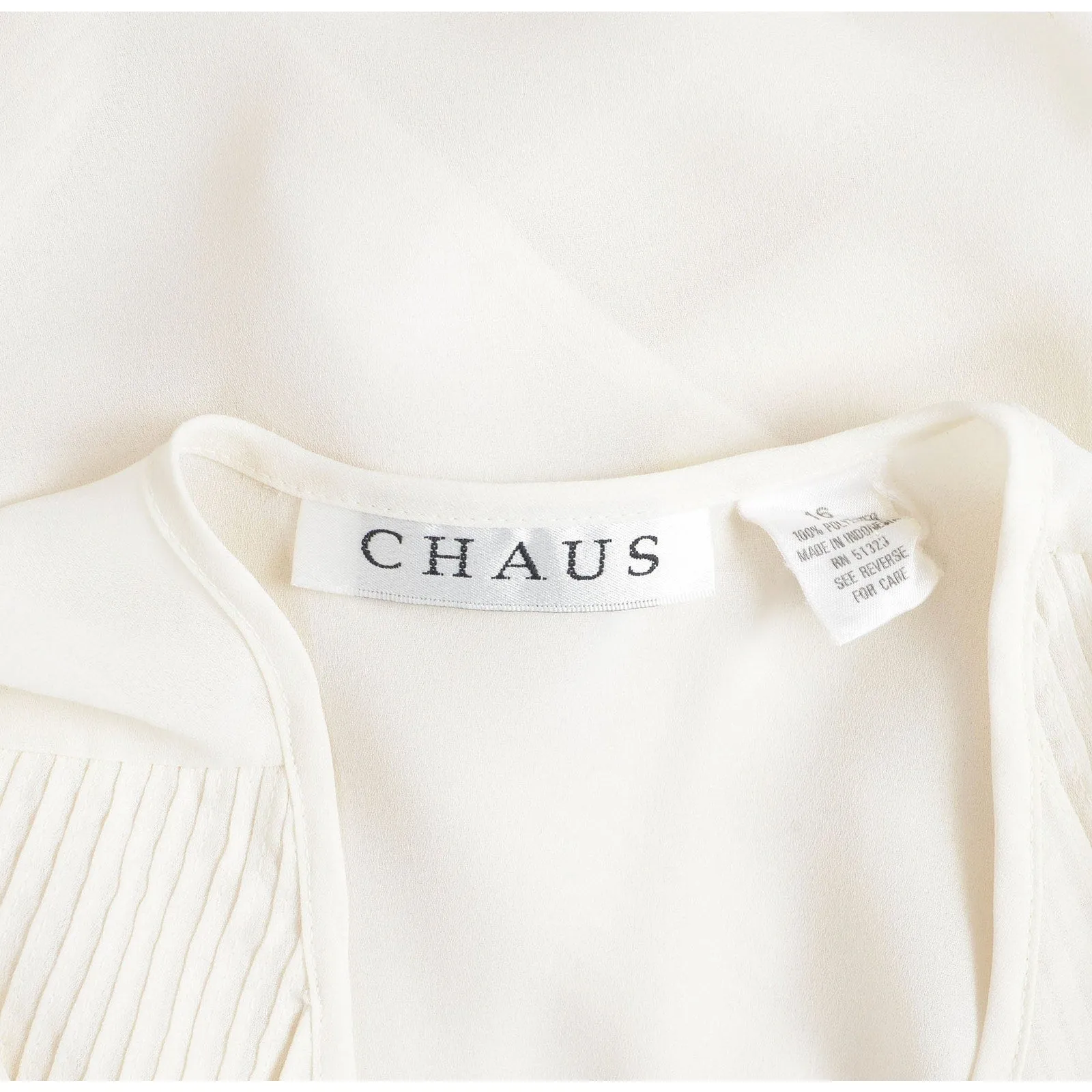 Vintage 90s Cream Semi Sheer Blouse Tuxedo Ruffle Long Sleeve Top size L XL