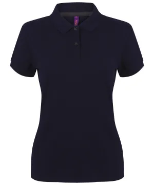 Womens micro-fine piqu polo shirt | Navy